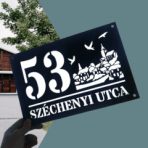Házszámtábla - TÁJAK, ÉPÜLETEK, EGYÉB mintával, lézervágott 