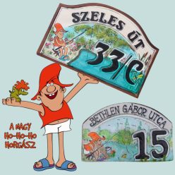 HOHOHO HORGÁSZ MINTÁS FESTETT HÁZSZÁMTÁBLA