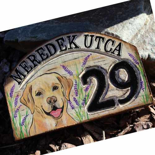 Labrador Házszámtábla Egyedi Kézzel festett