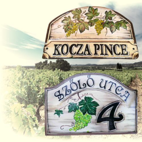 SZŐLŐ MINTÁS FESTETT HÁZSZÁMTÁBLA