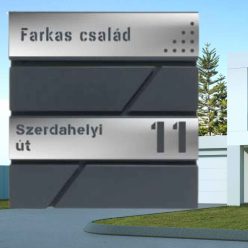   Modern feliratos postaláda  névtáblával-utcanévvel-házszámmal /pöttyös modell