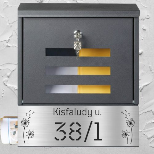Antracit modern fém postaláda pitypanggal– Betekintő ablakokkal