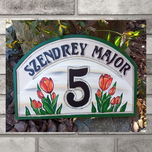 Tulipán mintás  házszámtábla