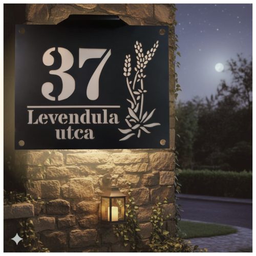 VILÁGÍTÓ házszámtábla levendula mintával